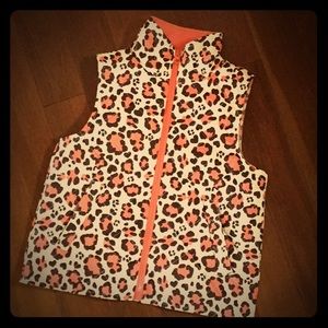 Coral & Brown Leopard Quilted Vest